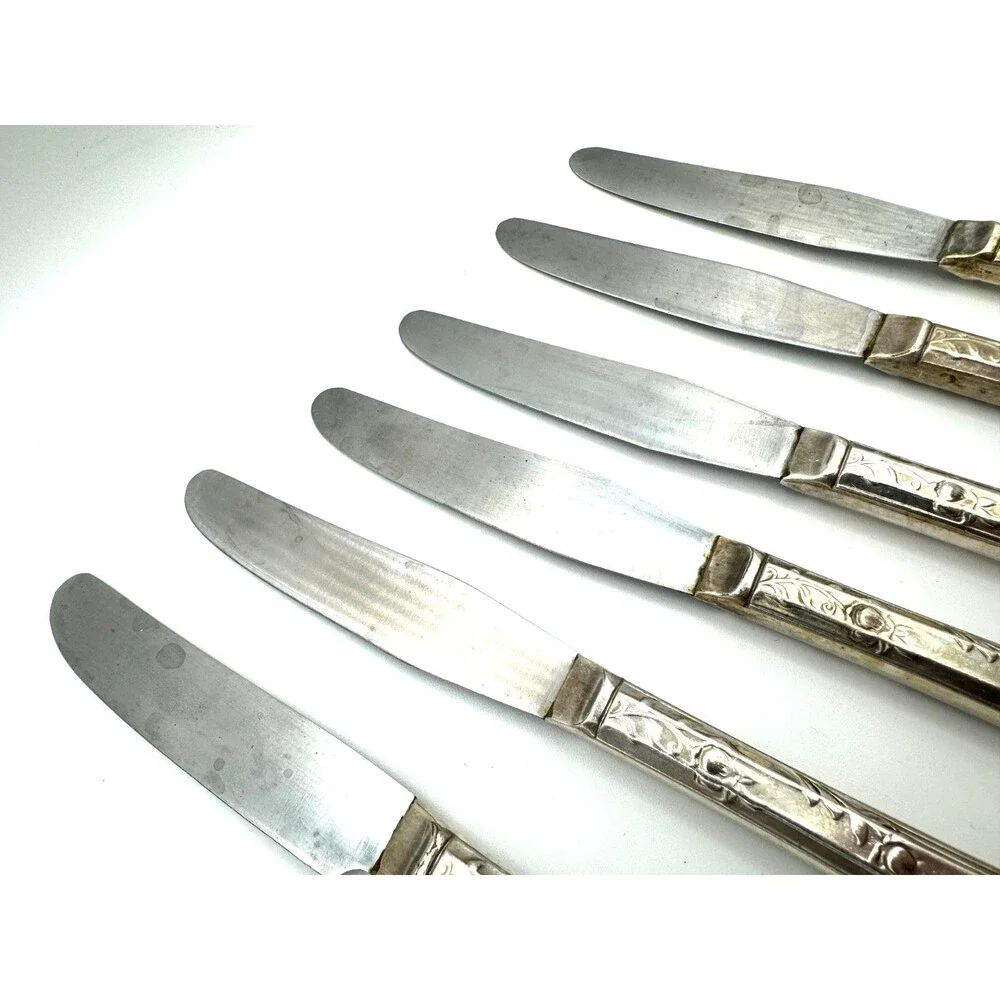 Silver Plated Butter Knives Antique Vintage Retro Dinnerware Design Aesthetic